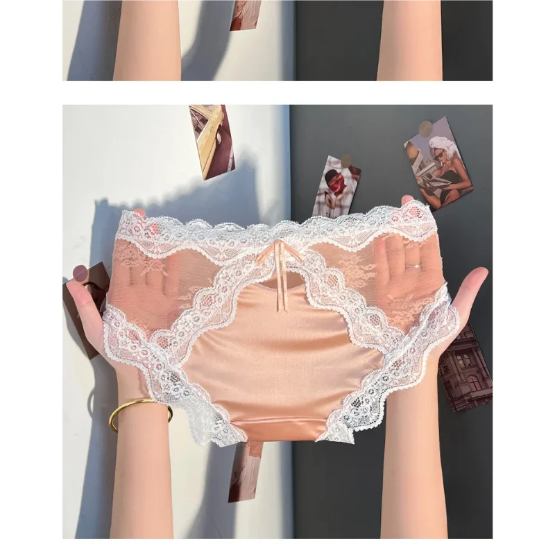 Panties Women‘s Underwear Sexy Lace Panties Thongs Sexy Brazilian Pants Silk Breathable Girls Underwear Plus Size Lingerie