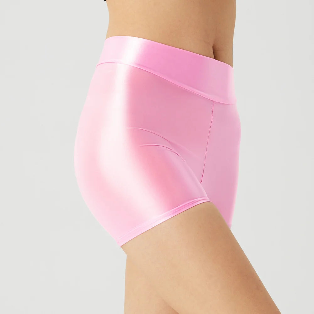 Sexy Women Stain Smooth Yoga Elasitc Shorts Oil Glossy Shiny Tight Casual Beachwear Fitness Short Safety Underwear