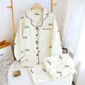 Summer women's 2-piece set of 100% pure cotton women's sleepwear bedroom set long sleeved+long pants women's sleepwear