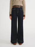 DUSHU Trendy Plus-Size Women's High-Waisted Wide-Leg Jeans Pants 2025 Winter  New Office Casual Stretchy Slimming Perfect Fit