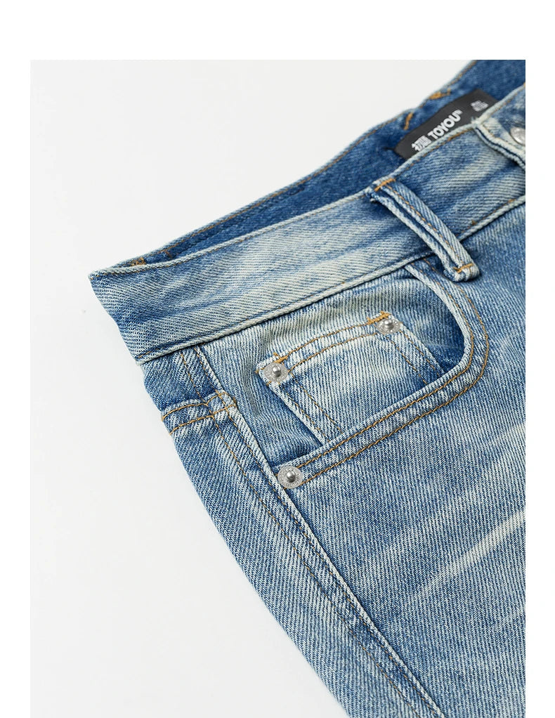 TOYOUTH Women Denim Jeans 2025 Spring New Mid Waist Wide Leg Straight Casual Long Pants
