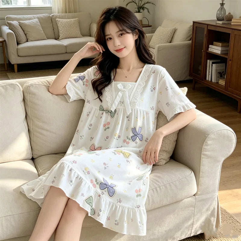 Home Wear Women's Summer Pajamas Dress Sleeping Wear for Woman Sleepwear Pajama Women's Sleep Lingerie Night Nightgowns Ladies