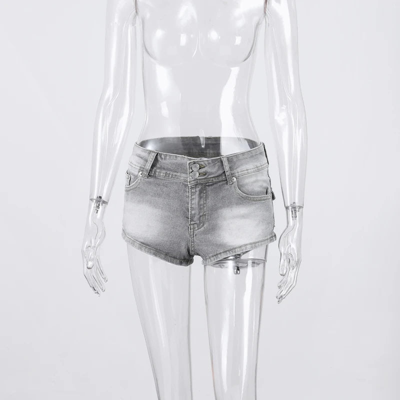 Summer Sexy Woman Denim Mini Pants Slim Low Waist Pockets Straight Short Jeans 2026 New Fashion High Street Women's Trousers