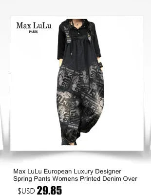 Amax luluE 2025 Korean Fashion Spring Female Printed Denim Overalls Ladies Vintage Casual Jeans Women Loose Trousers Wide Pants