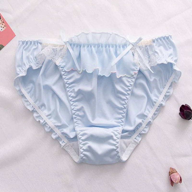 Milk Silk Cute Lovely Sweety Women's Panties High Elasticity Breathable Soft Smooth Underwear Low Waist Ruffle Edge Breifs