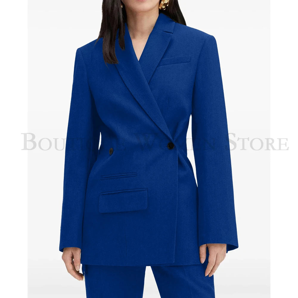 Elegant Brown Women Suits Formal Double Breasted Slim Fit Blazer Elegant Office Lady 2 Piece Jacket Pants Outfits Clothing