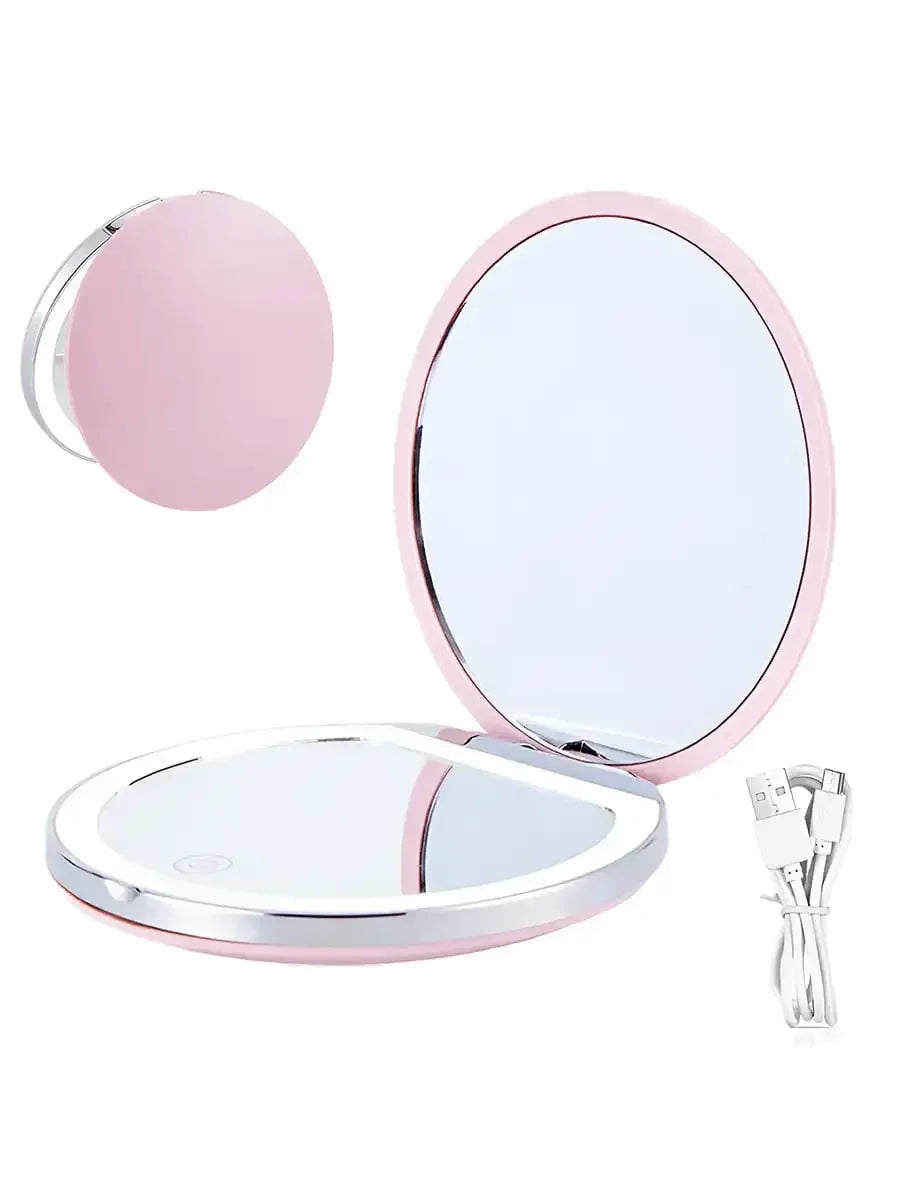 2026 Makeup mirror, the perfect gift for female friends, Portable Foldable Makeup Mirror, 1 Count Glam Travel Makeup Mirror With LED Light, Compact Mirror For Women, Pocket Size Makeup Tools, Travel Hand Mirror