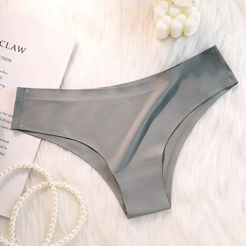 Seamless Panties Women Sexy Underwear Ice Silk Underpants Low Waist G-string Female Soft Solid Ultra-thin Briefs Трусы Женские