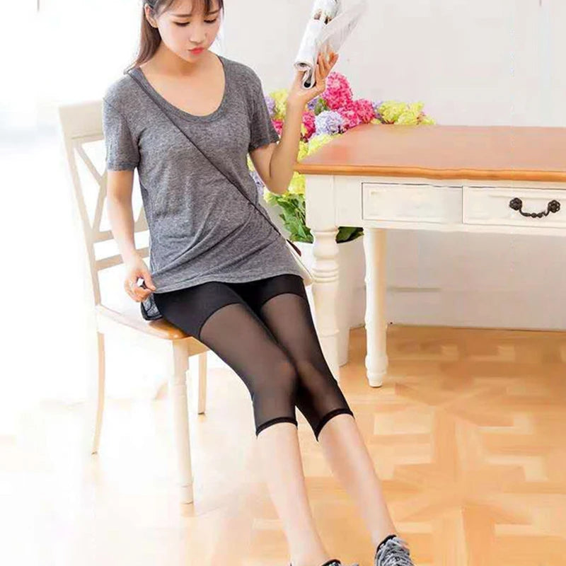 Women Safety Pants Summer Mesh Stretch Leggings Sports Fitness Skinny Pants 3/4 Length Leggings Capri Pants Thin Modal Pants
