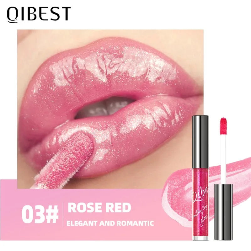 Shimmer Lip Gloss Sexy Makeup, Coral Pink Gold Sparkles Lip Glaze, Hydrating Glossy Jelly Finish Liquid Lipstick Pro Cosmetics