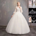 Elegant O-neck Appliques Illusion Lace Tulle Wedding Dresses 2025 Sweep Train Ball Gowns Bridal Gowns Vestido De Noiva