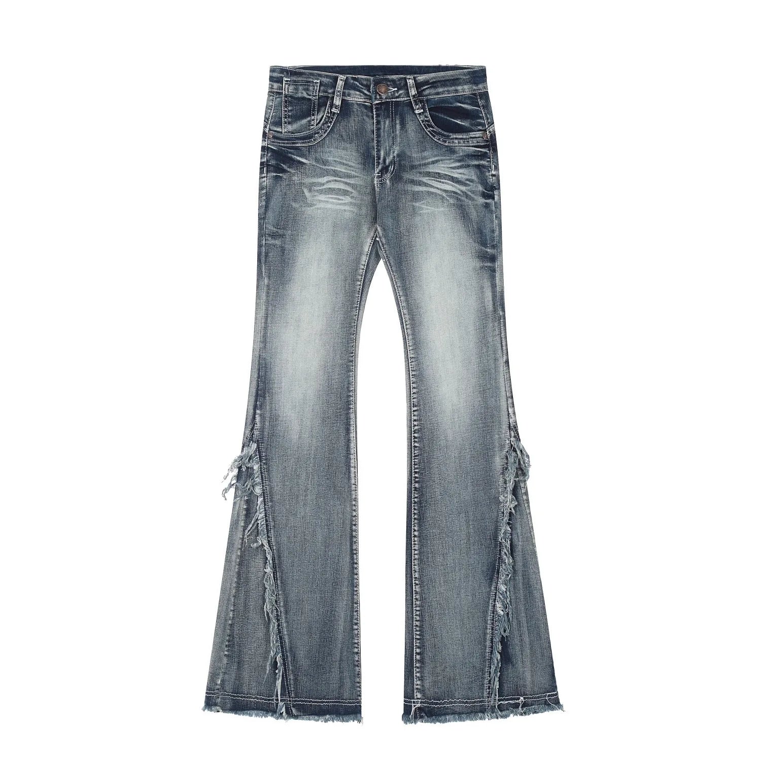 New high street retro hottie micro-flare jeans women American Y2k autumn and winter raw edge splicing slim trousers