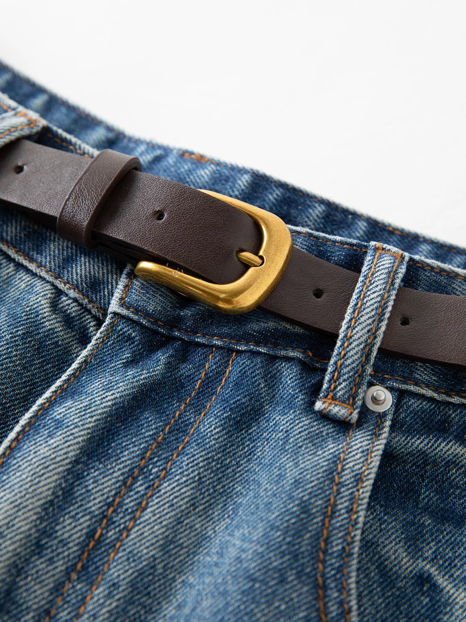 FSLE【Premium Series】New Women Retro Loose Flare Jeans High Waist Vintage Denim Pants Autumn Wide Leg Y2K Streetwear With Belt