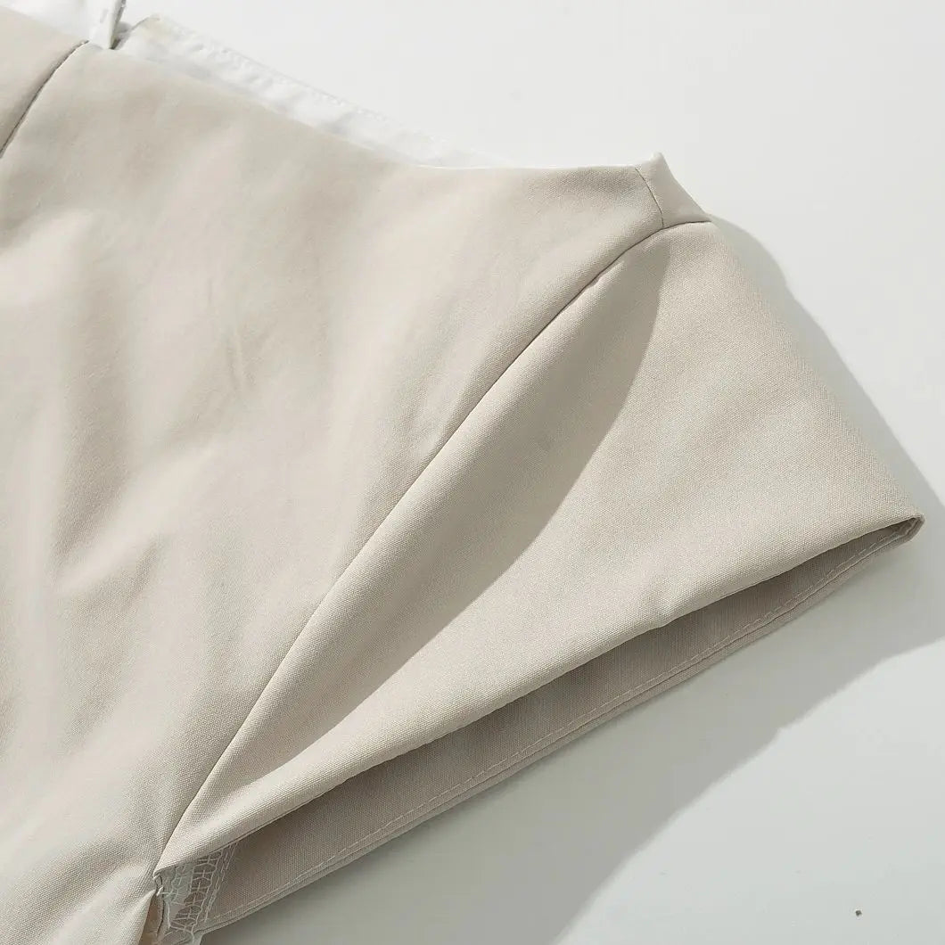 2024 Sexy Slash Collar Short Sleeve Low Waist Midi Dress Women Hollow Out Back Backless Pleated Swing A-line Party Robe Black