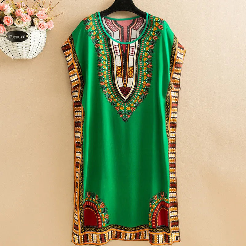 Sleepwear For Women Loose Night Dress Vintage Printed Cotton Nightgowns Female Sleepshirt Casual Summer Sleeping Nightshirt