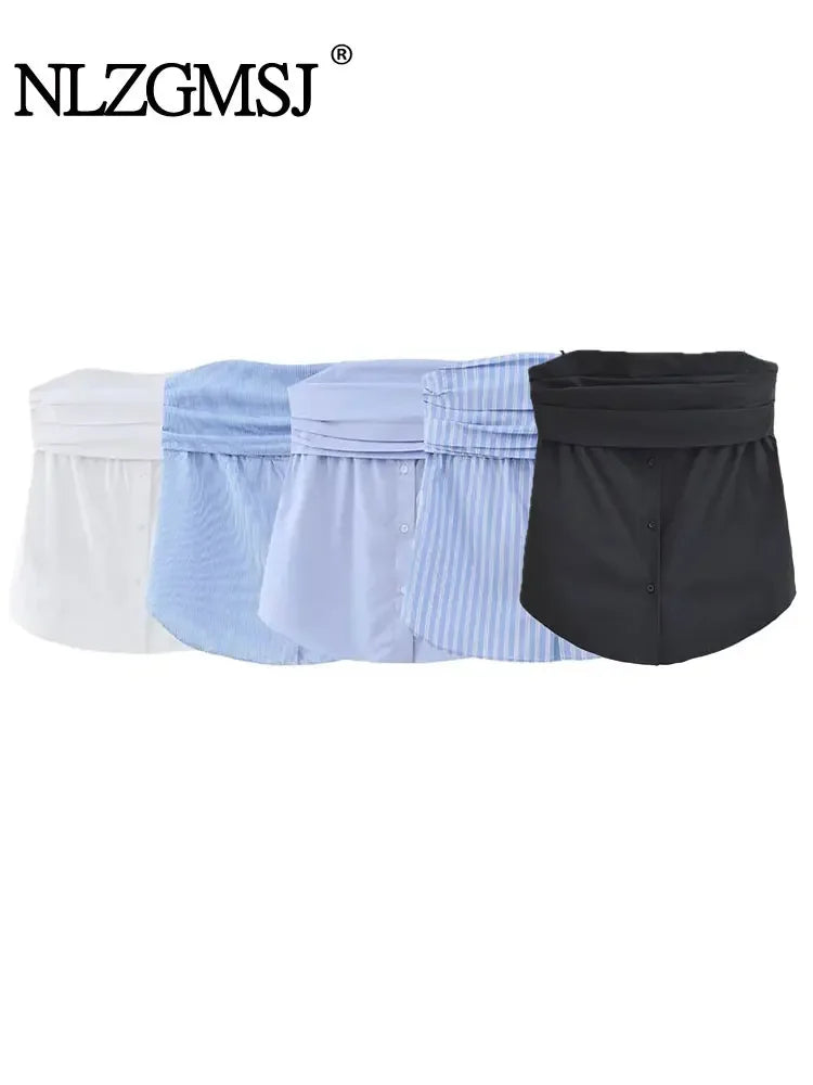 Women Lady Strapless Tube Corset Side Tops Solid Vintage Off Shoulder 2023 Women's Sexy Slim Backless Poplin Bustiers Top