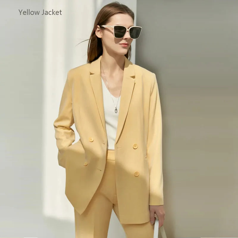 Amii Minimalism Autumn Office Lady Blazer Women Jacket Lace V-neck Tank Tops High Waist Pants Separately Female Blazers 12060909