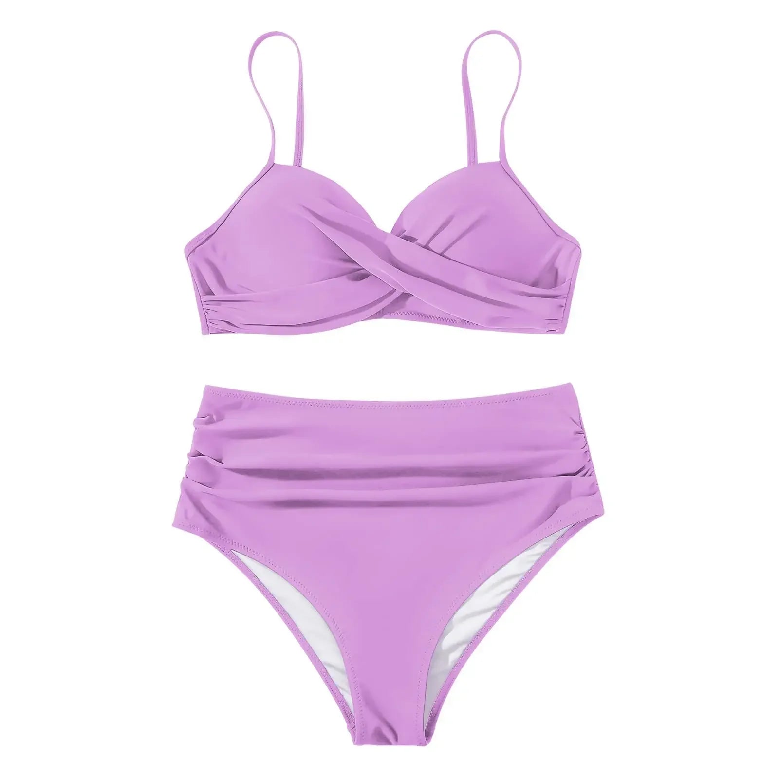 Slimming High Waist Bikini Set Women's Multi-Color Hard Bag Gathered Bikini Ideal for plus Size Swimsuits And Beachwear