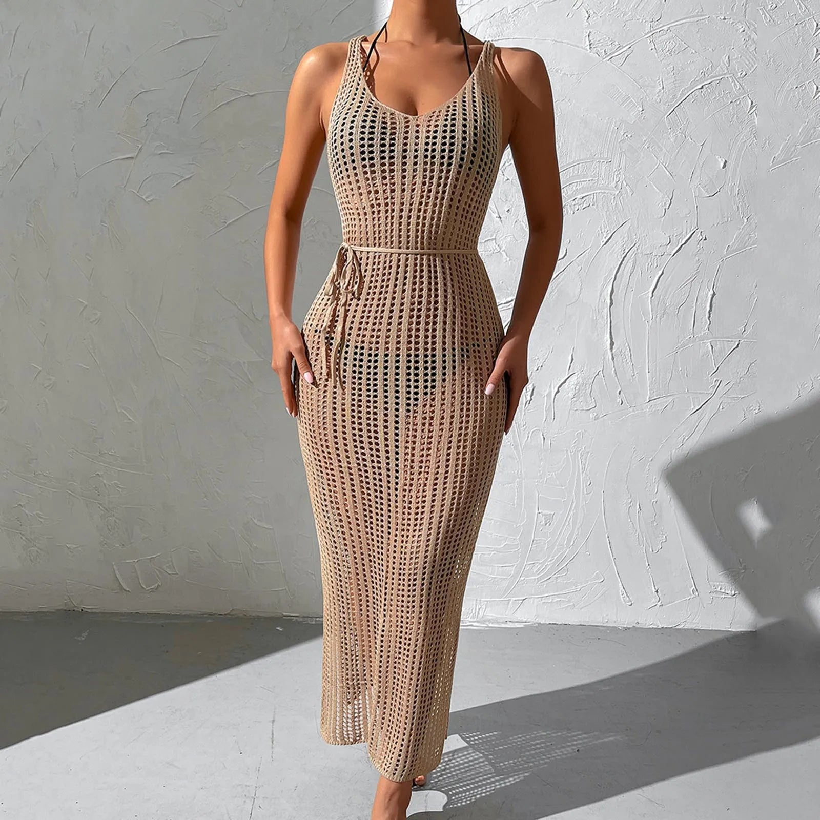 Sarong Beach Wrap Tunics Sexy Beach Bikini Cover-Ups Women Swimwear Dress Cover up Fishnet Crochet Swimsuit Saida De Praia