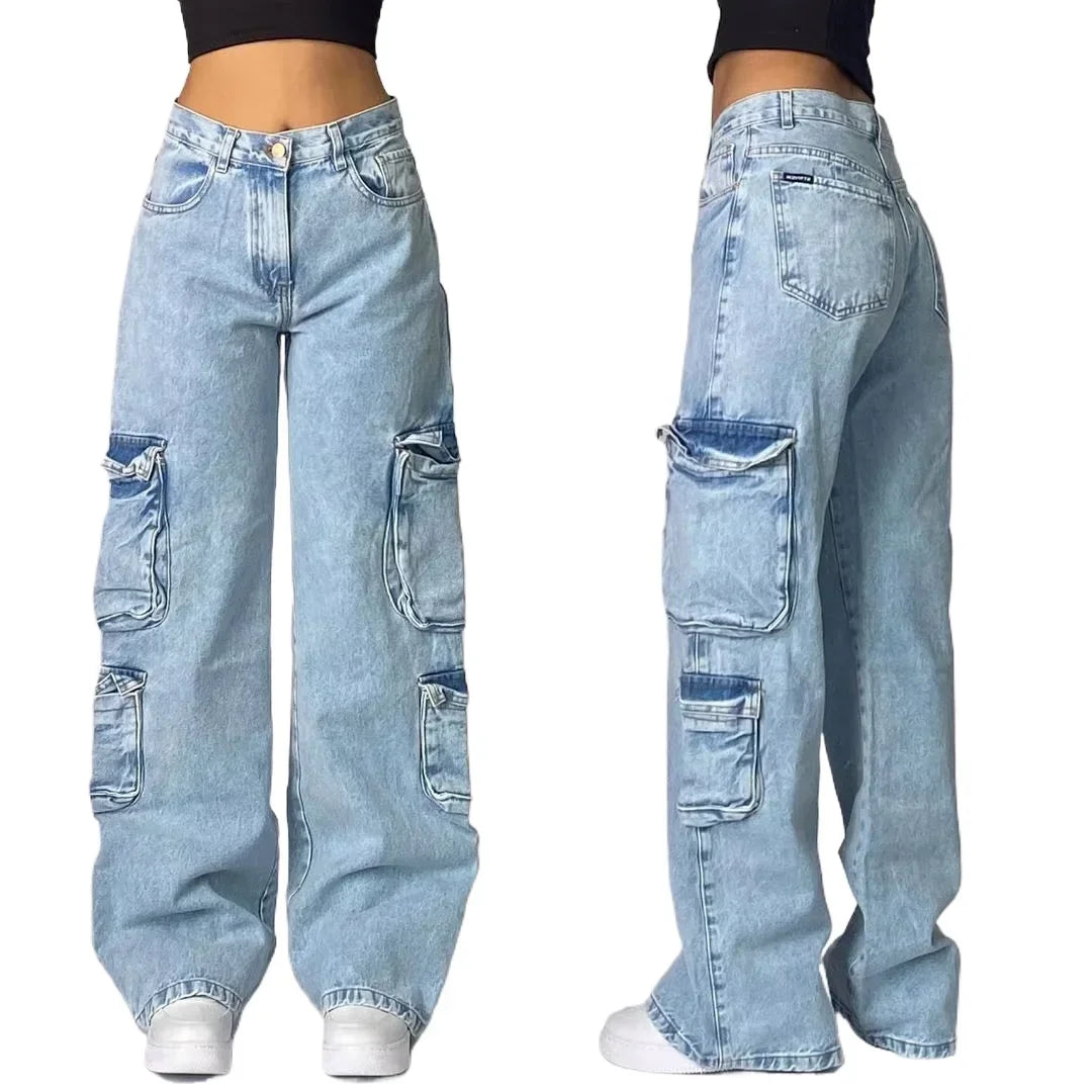 American Fashion Hip Hop Joker Loose Jeans Women Street Y2K New Casual Punk Rock Oversized Wide-leg Pants Unisex Mopping Jeans