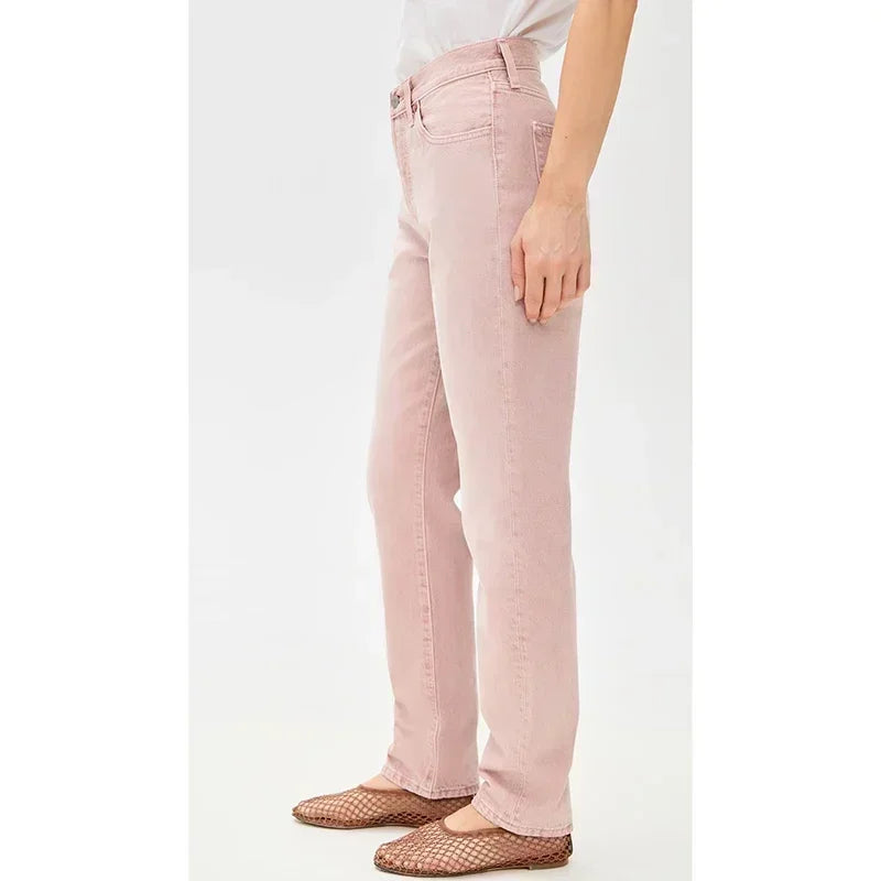 Women High Waist Straight Leg Jeans Female Comfortable Stretch Basic Denim Pants Woman Classic Cheap Black Gray White Trousers