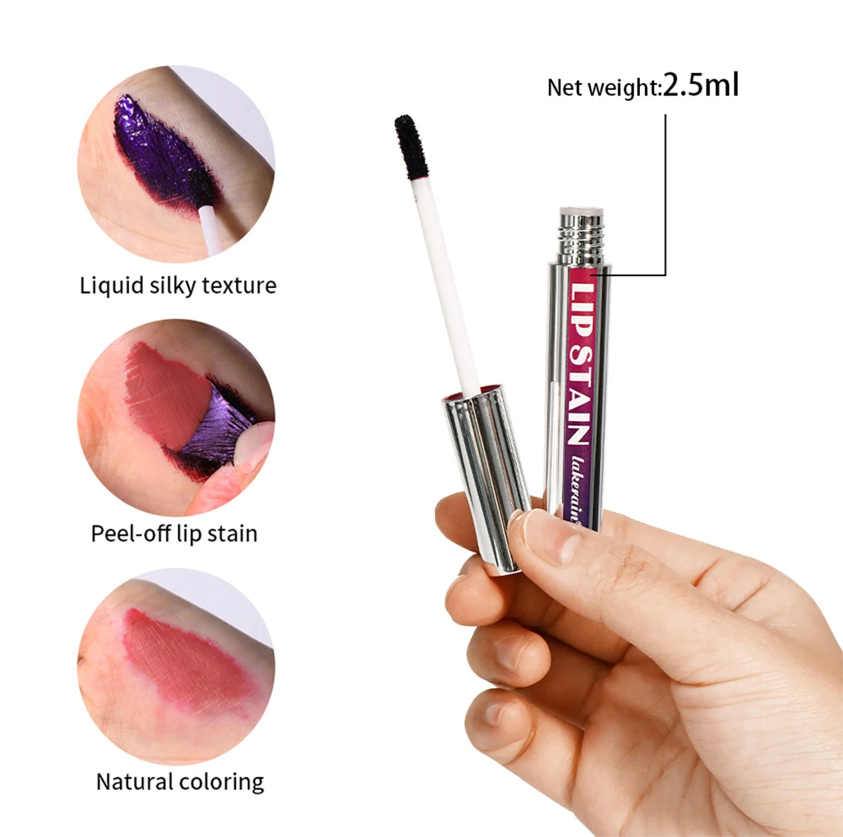 Peel Off Lip Stain 3 Colors Reveal Long Lasting Waterproof Pink Lip Tint Transfer Proof Non-stick Cup Lip Stain Women's Cosmetic