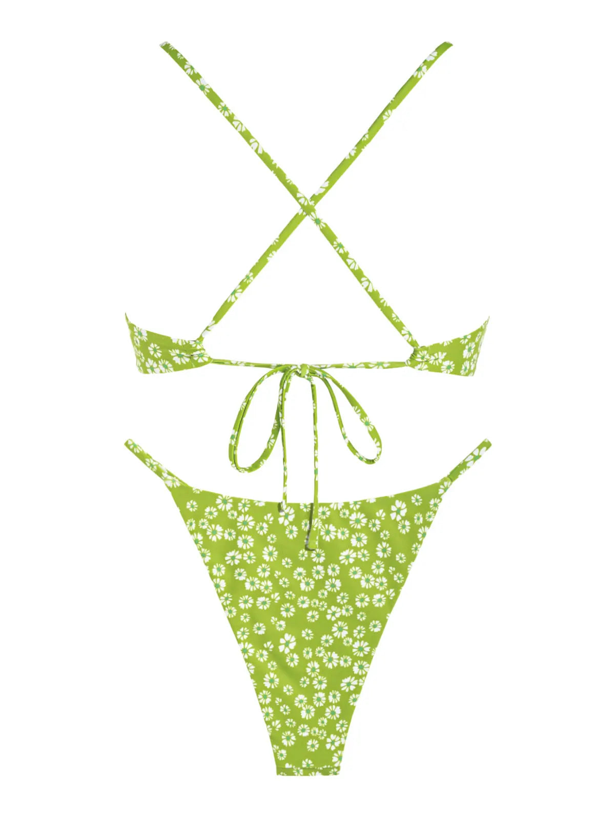 ZAFUL Women's swimwear Ditsy Floral Print O Ring Criss Cross Bikini Swimwear