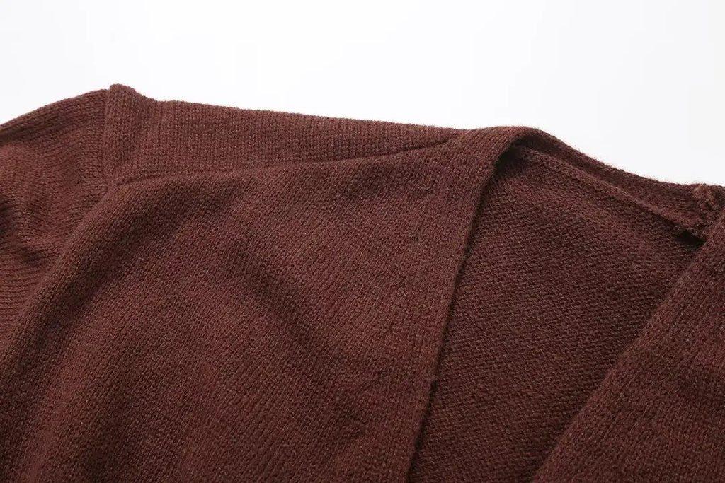 HH Woman Autumn Long Sleeves Slim Casual Sweater High Street Coat Women Solid Single Button Deep V-Neck Knitted Cardigan