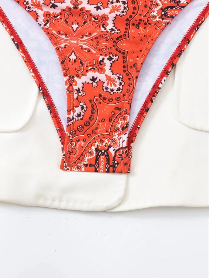 2026 Push Up Halter Bikini Printed Swimsuit Women Sexy Strappy Swimwear Female Bathers Bathing Swimming Swim Suit Beachwear