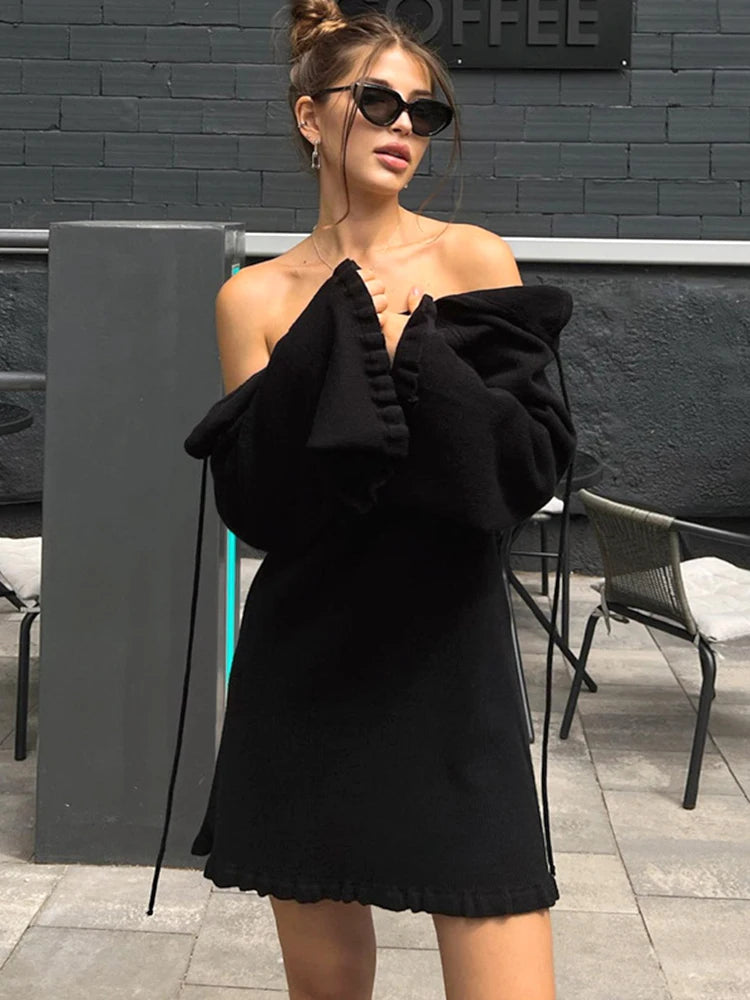 2026 Women Ins Style Sexy Backless Neck-hanging Long Sleeve Fishtail Dress Knit Beachwear Summer Swimsuit Bikini Cover-ups A2825