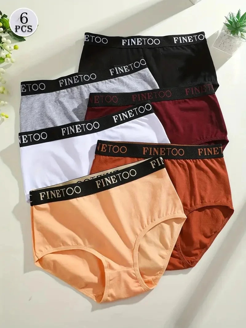Finetoo 6Pcs/Set Women Cotton Seamless Briefs Women Plus Size Panties Breathable Underwear Female High Waist Soft Lingerie S-XXL