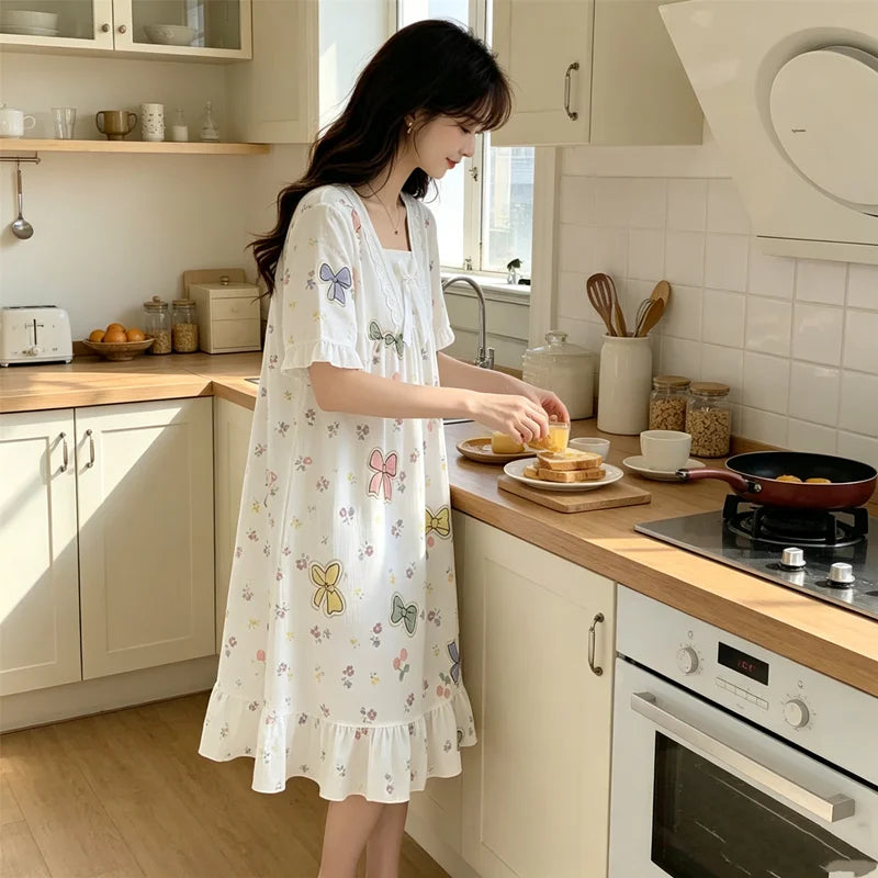 Home Wear Women's Summer Pajamas Dress Sleeping Wear for Woman Sleepwear Pajama Women's Sleep Lingerie Night Nightgowns Ladies