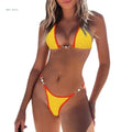 2Pcs Womens High Cut Thong Halter Bras Top Bikini Set Swimsuits String Sexy Bathing Suit  Bikini Set Beachwear