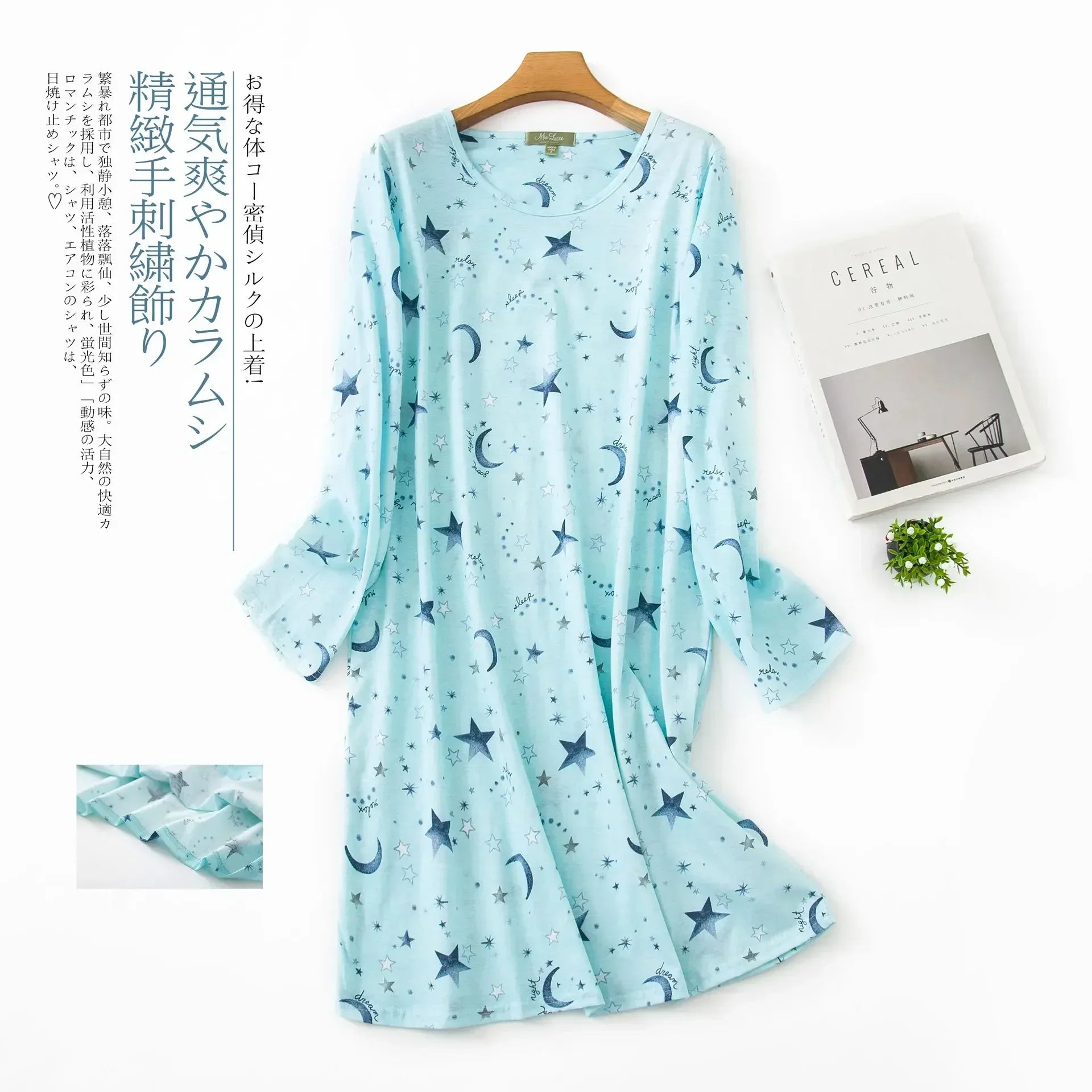 Knitted Cotton Women Plus Size Lingere Nightgown Loose Nightdress Long Sleeve Night Gown Cute Cartoon Home Dress Sexy Sleepwear