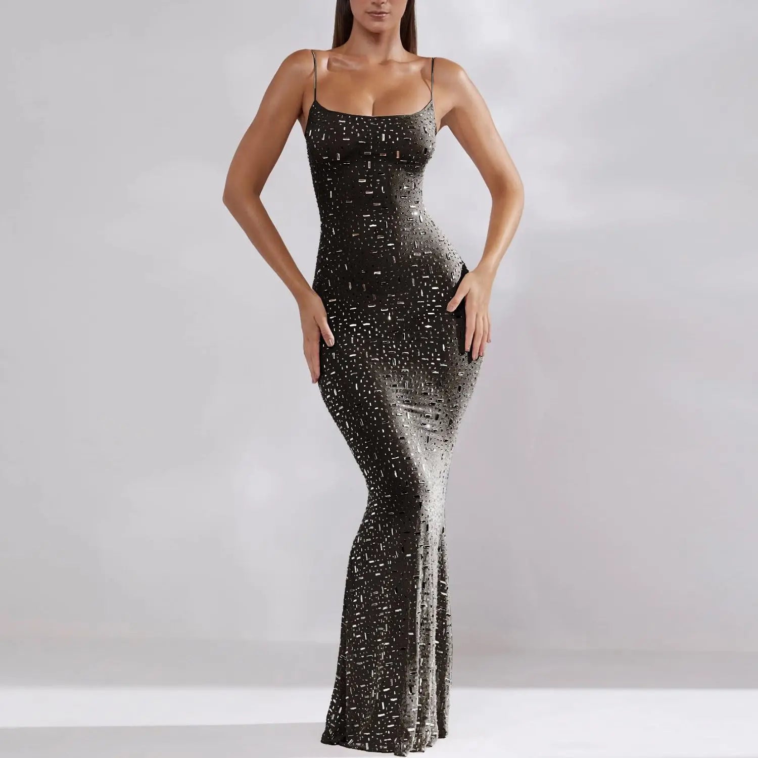 Sexy Bead Women's Strapl Mermaid Long Dr Evening Gown mid Waist Tail Skirt No Sve Formal Par Cany Annual Ball