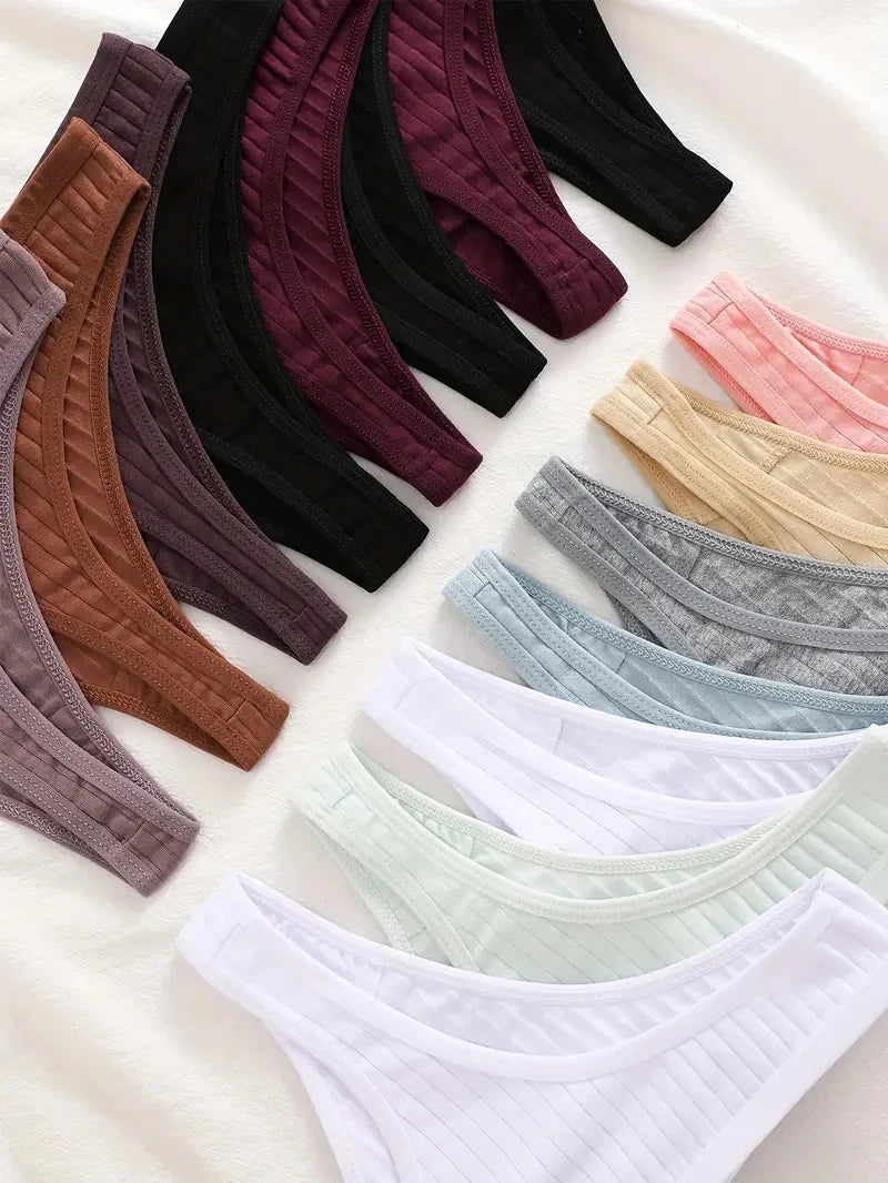 15Pcs/Set Women Cotton G-Strings Panties Female New Color Low Rise Thongs Ladies Sexy Bikini Girl Soft M-XL Intimates Lingerie