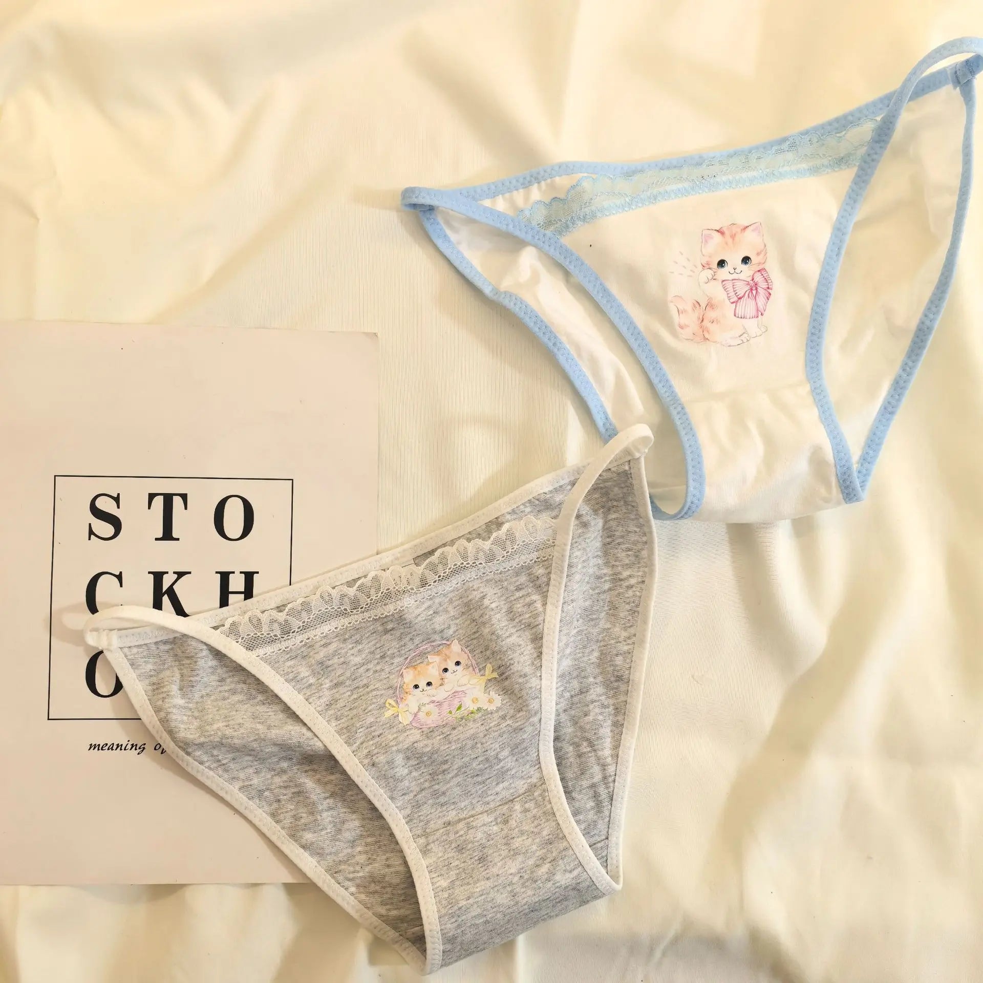 Retro Panties Japanese Sweet Cool Kitten Underwear Female Y2K Lace Girls Panties Cotton Crotch Women's Intimates Briefs Lingerie