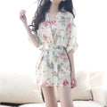 Women Floral Print Sexy Lingerie Nightdress Underwear Robe Chiffon Sleepwear