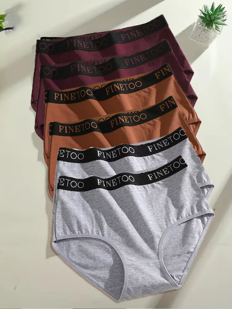 Finetoo 6Pcs/Set Women Cotton Seamless Briefs Women Plus Size Panties Breathable Underwear Female High Waist Soft Lingerie S-XXL
