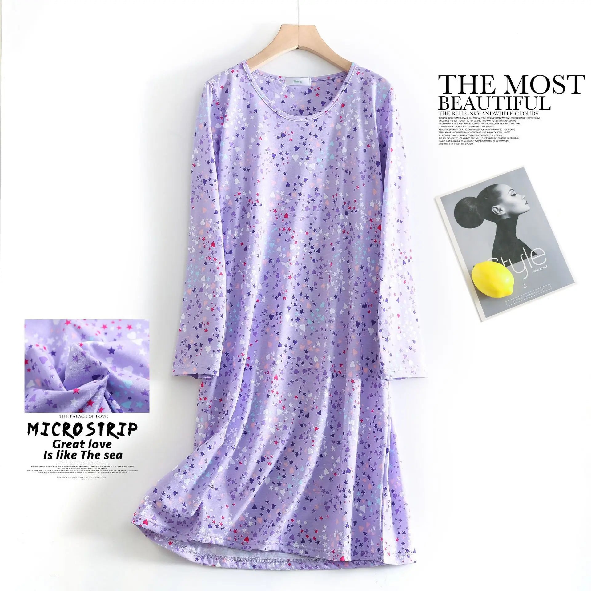 Knitted Cotton Women Plus Size Lingere Nightgown Loose Nightdress Long Sleeve Night Gown Cute Cartoon Home Dress Sexy Sleepwear