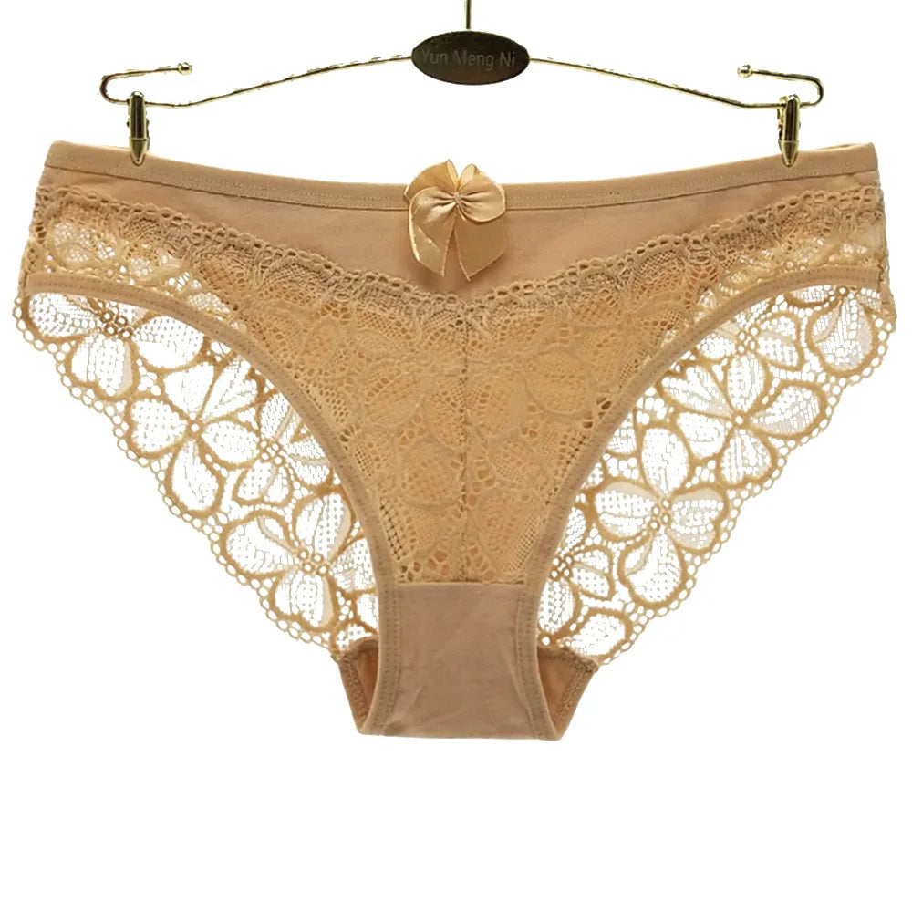 Women Panties Underwear Cotton Sexy Flower Lace Hollowed Low Rise Girls Briefs Ladies Knickers for Women 5 Pcs/lot
