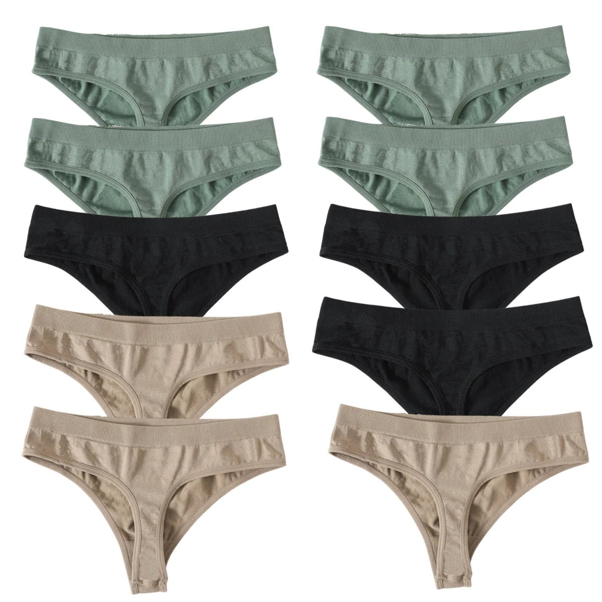 10Pcs/Set Seamless Thongs G-String Women Panties Sexy Underwear Female Underpants Sexy Lingerie Low Waist Sport Bottoms M-XL