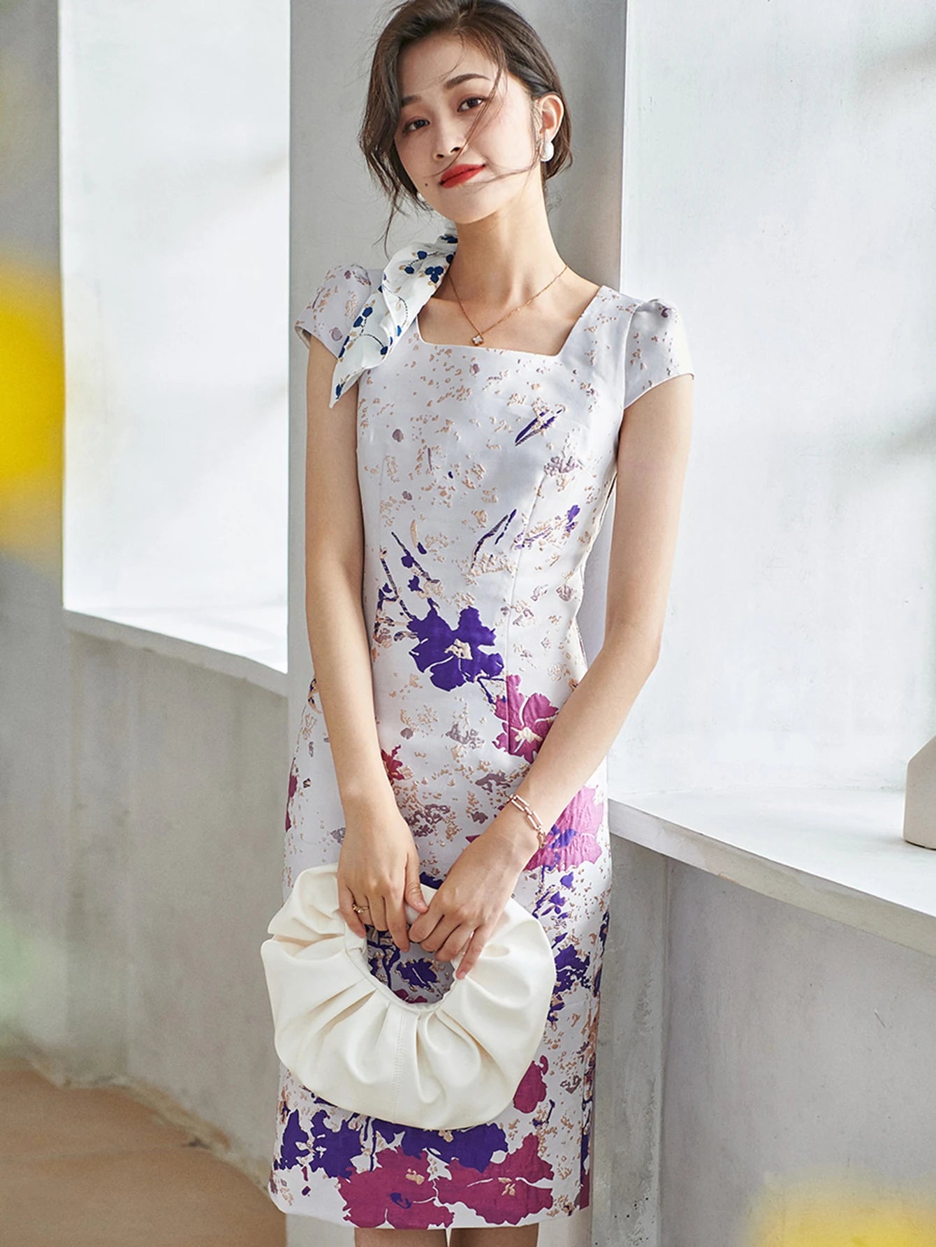 DEVCHATA Summer Elegant Jacquard Women Dress Mid-Calf Luxury Brocade Dress Floral Party Femme Vintage Vestidos Evening Clothing