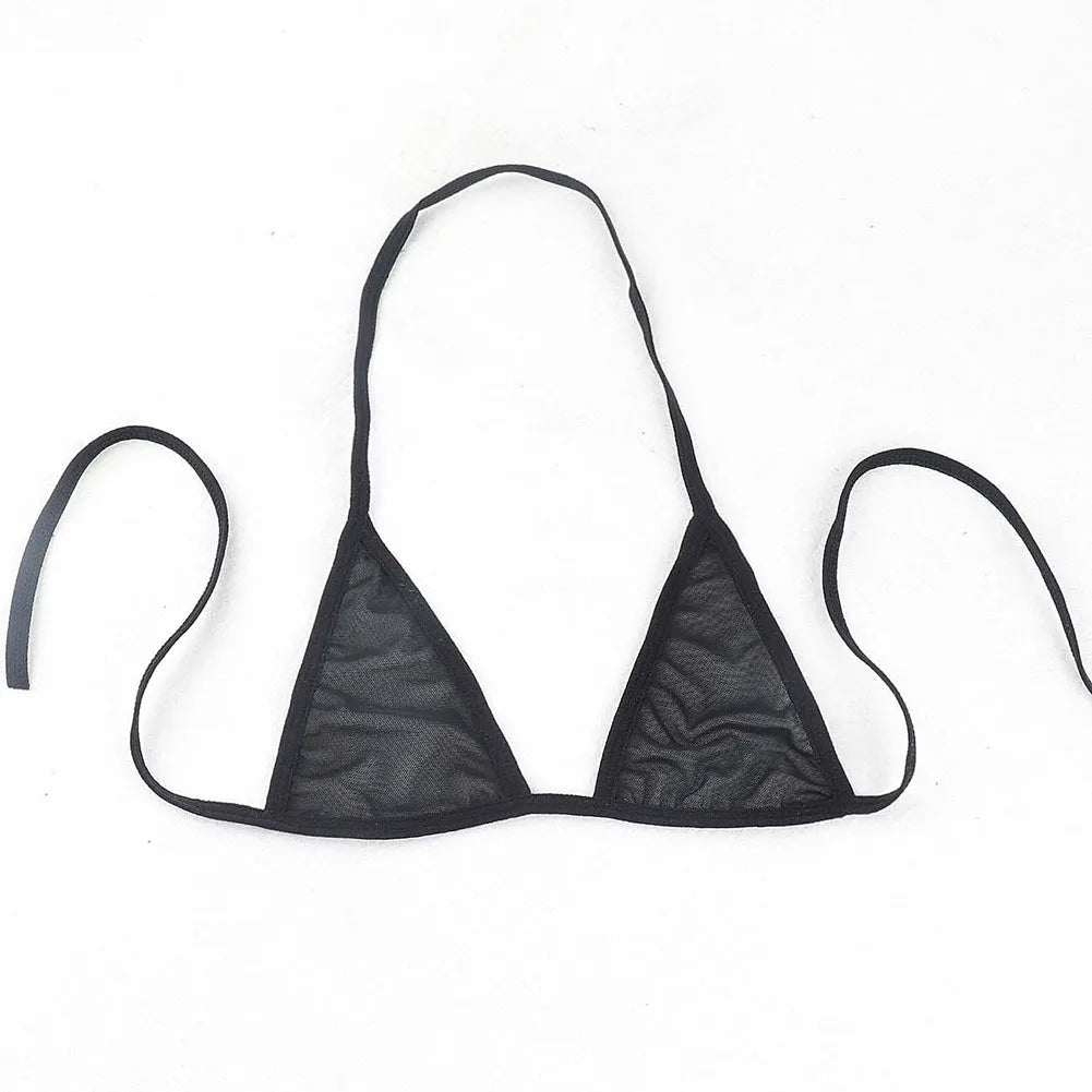 Womens Sexy Lingerie Bikini See ThrougSwimwear 2 Piece Bra With Tie Side Comfortable Thong Solid Color Beachwear Fashion Bustier