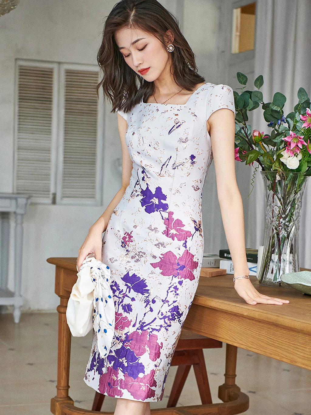 DEVCHATA Summer Elegant Jacquard Women Dress Mid-Calf Luxury Brocade Dress Floral Party Femme Vintage Vestidos Evening Clothing