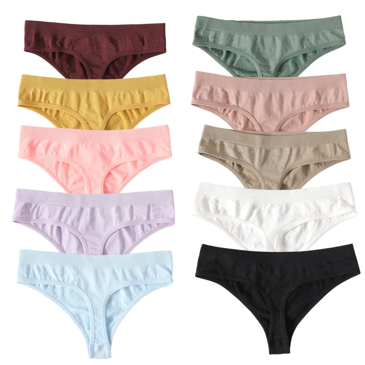 10Pcs/Set Seamless Thongs G-String Women Panties Sexy Underwear Female Underpants Sexy Lingerie Low Waist Sport Bottoms M-XL