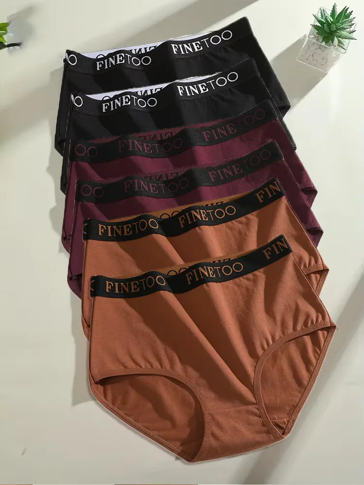 Finetoo 6Pcs/Set Women Cotton Seamless Briefs Women Plus Size Panties Breathable Underwear Female High Waist Soft Lingerie S-XXL