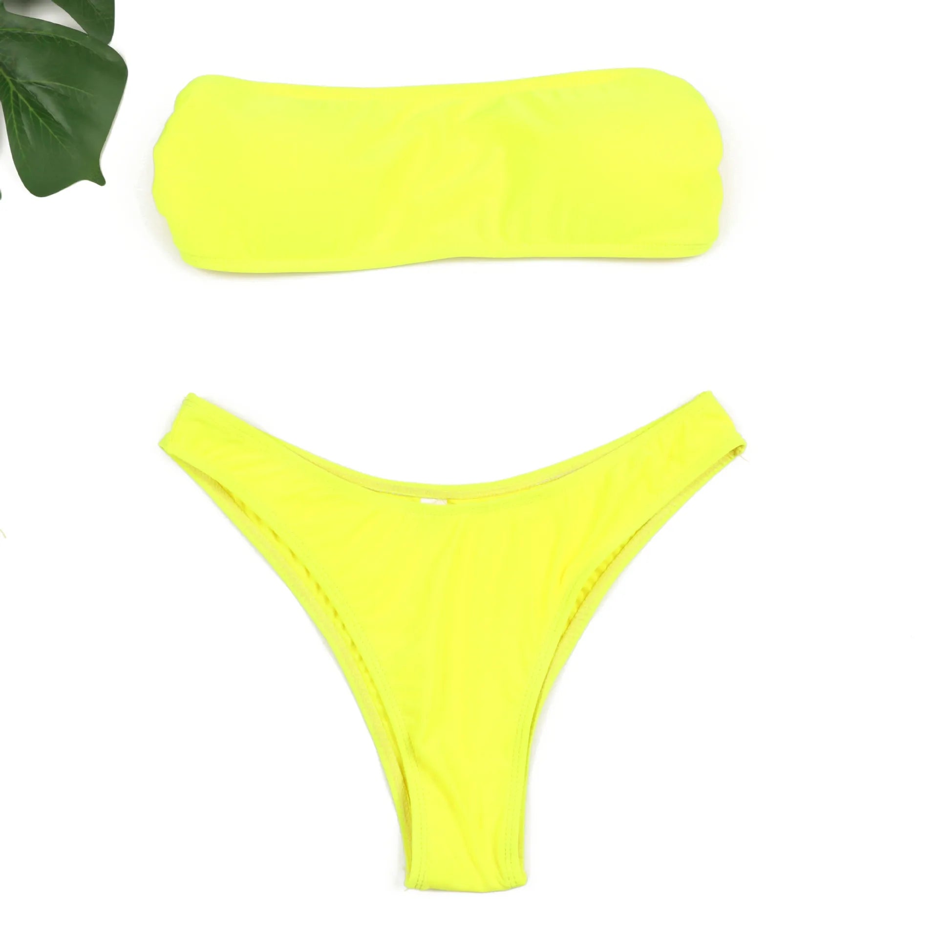 2025 Sexy Two-piece Low Waist Swimwear New Solid Bandeau Bikini  Women's Push Up Beachwear Female Swimsuit Backless Bathing Suit