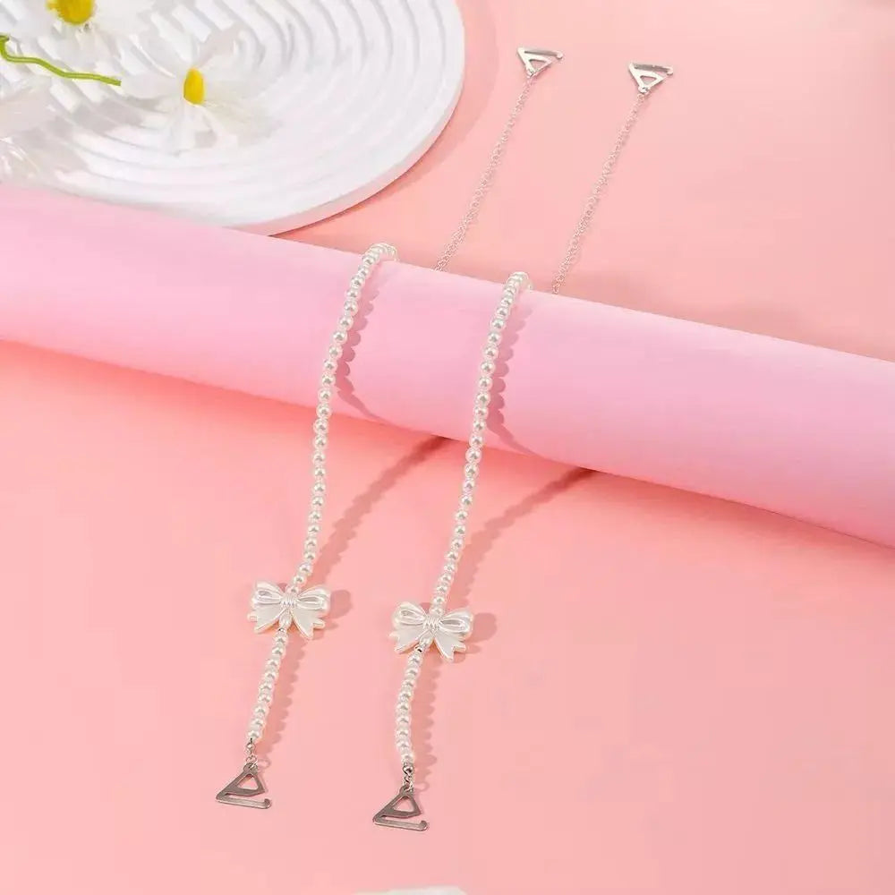 1 Pair New Bow Pearl Underwear Straps Adjustable Removable Bra Straps Replacement Shoulder Belts Women