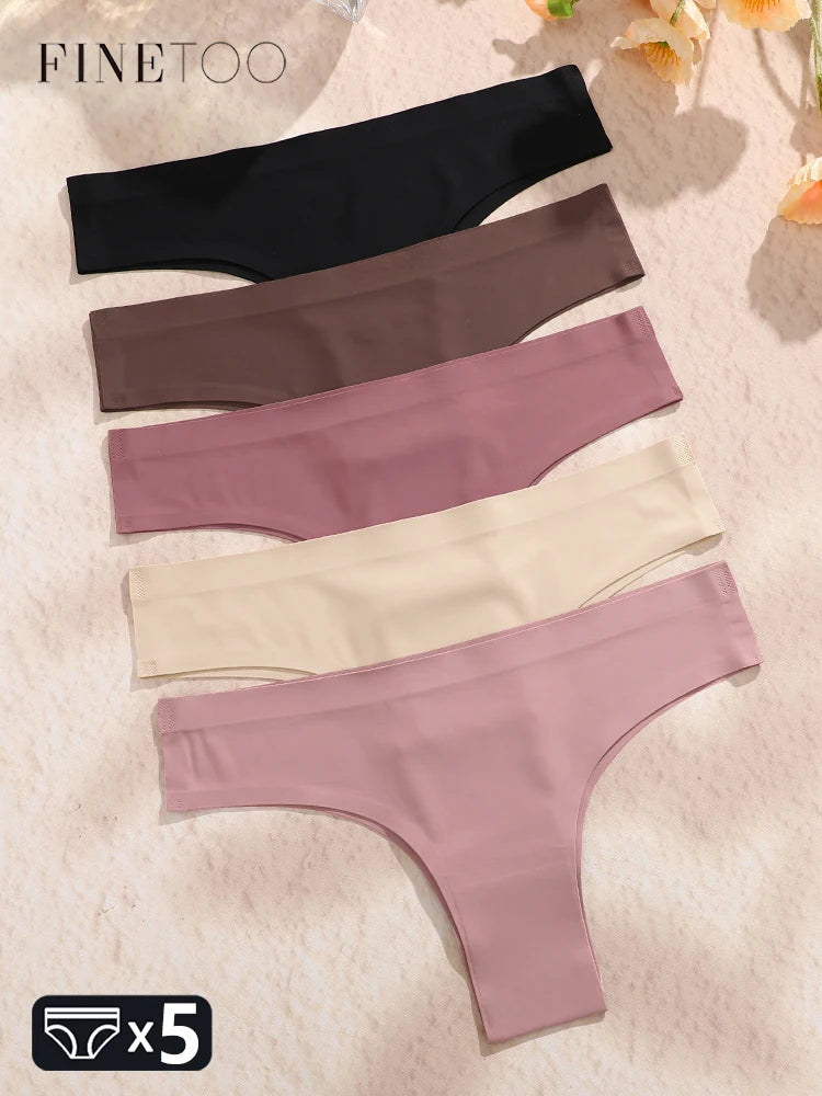 5Pcs Seamless Ultra-thin Underwear Women's Maillard Thongs Sexy Low Waist Brazilian Panties Female Ice Silk Invisible Lingerie